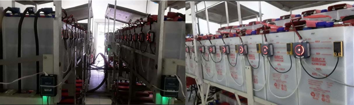Ni-Cd battery monitoring sensors installed in an India substation