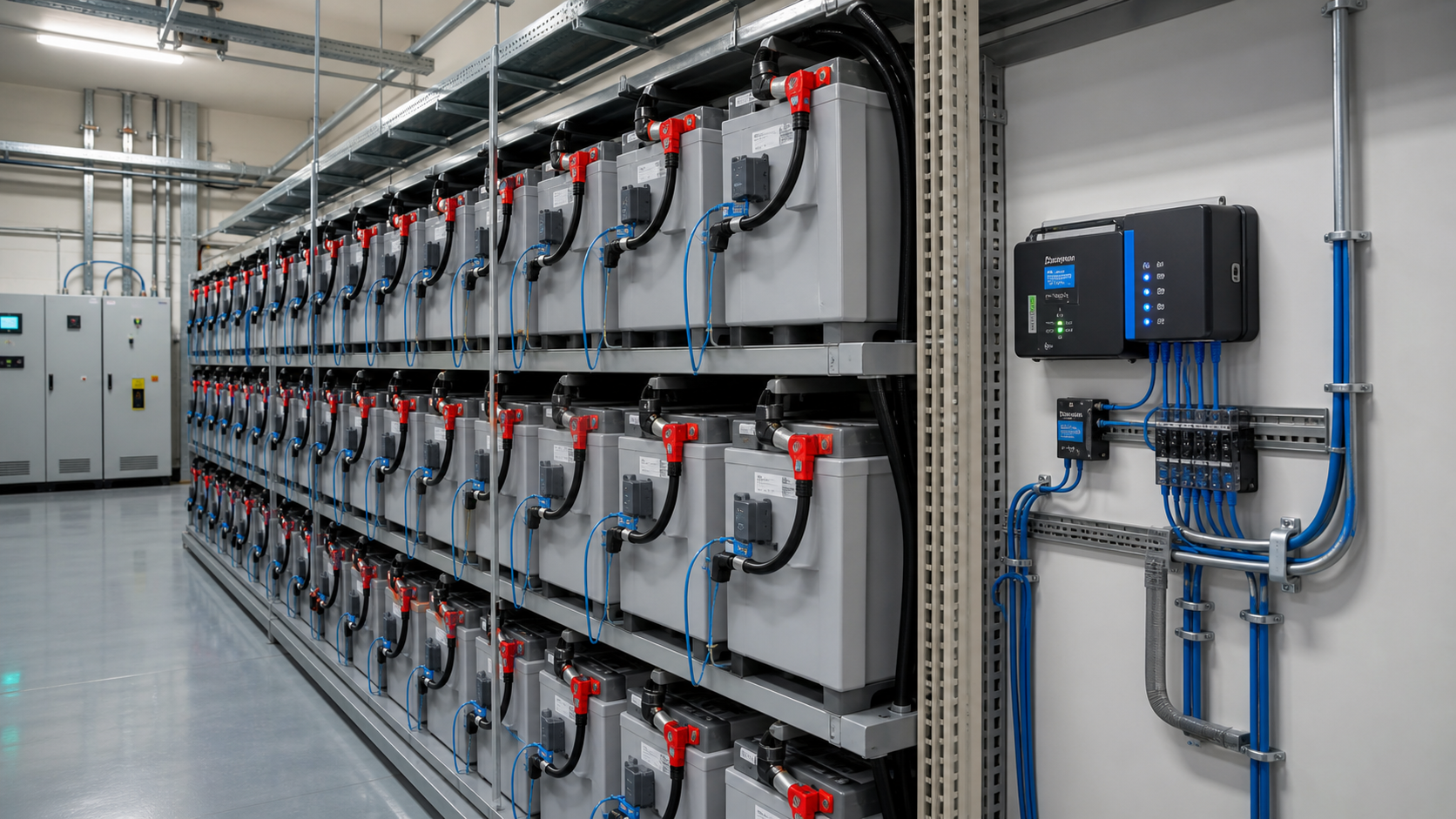 Substation DC battery bank with online battery monitoring system