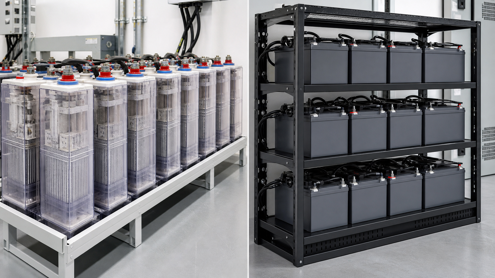 Ni-Cd and VRLA batteries used in electrical substations